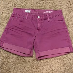 Purple jean boyfriend shorts